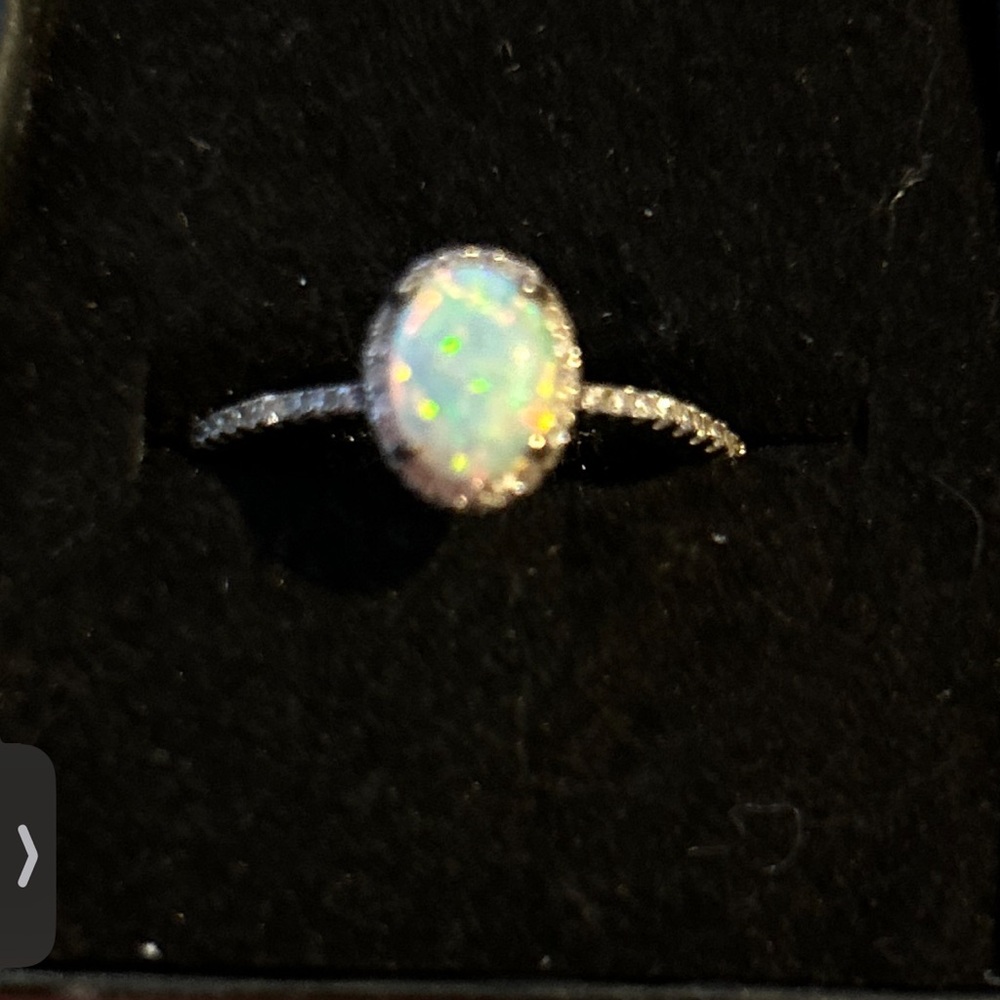 Natural Fire Opal Ring with .925 Silver Band